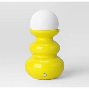 Mini Plastic Table Lamp with Glass Orb Yellow Portable Light Great for Power Out